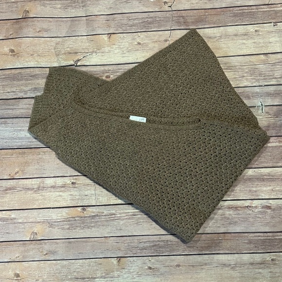 J. Jill Beachwood Tan Wool Blend Asymmetrical Poncho - Picture 7 of 7